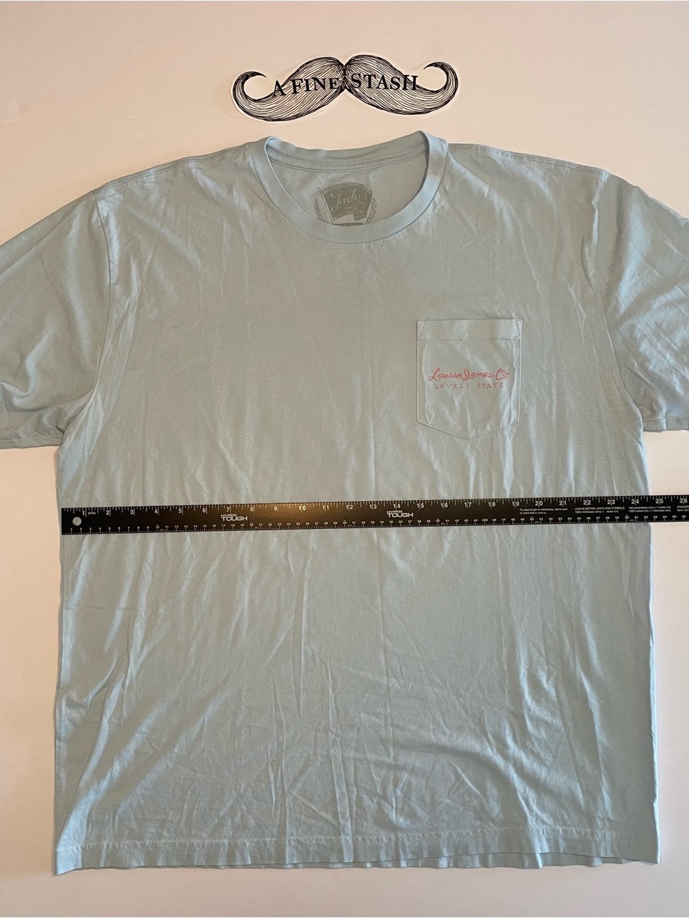 Lauren James Pale Blue Pocket Tee with Subtle Logo Texas